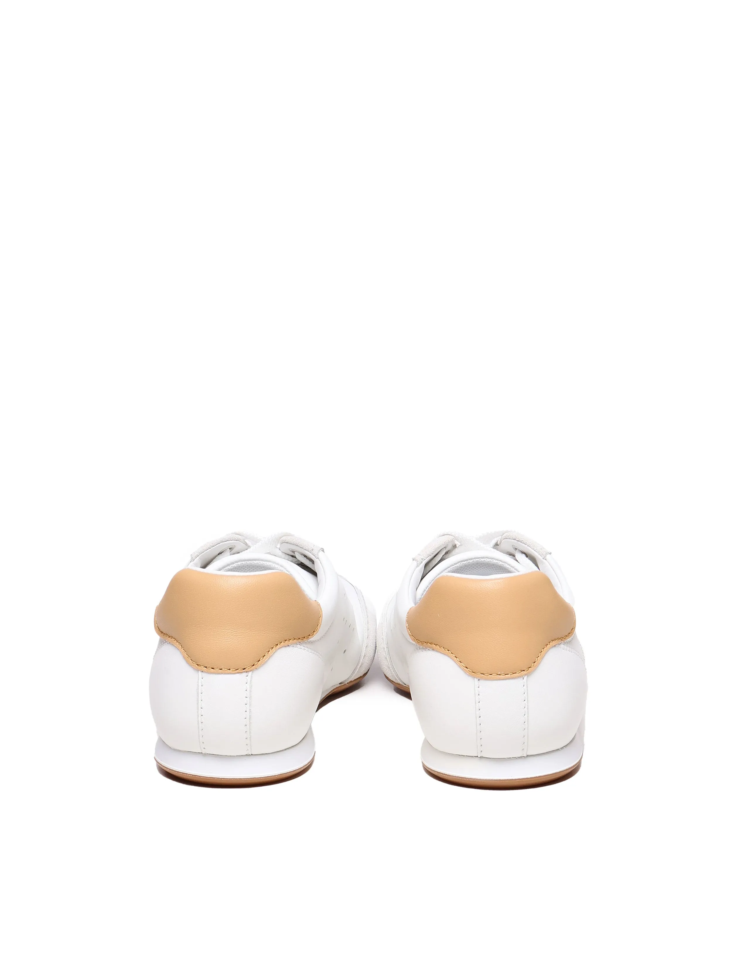 Leather Sneakers in White and Gold