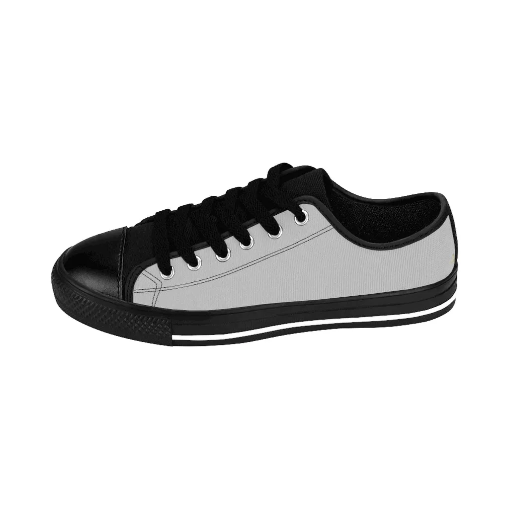 Light Grey Men's Sneakers, Designer Solid Color Minimalist Fashion Low Top Shoes For Men