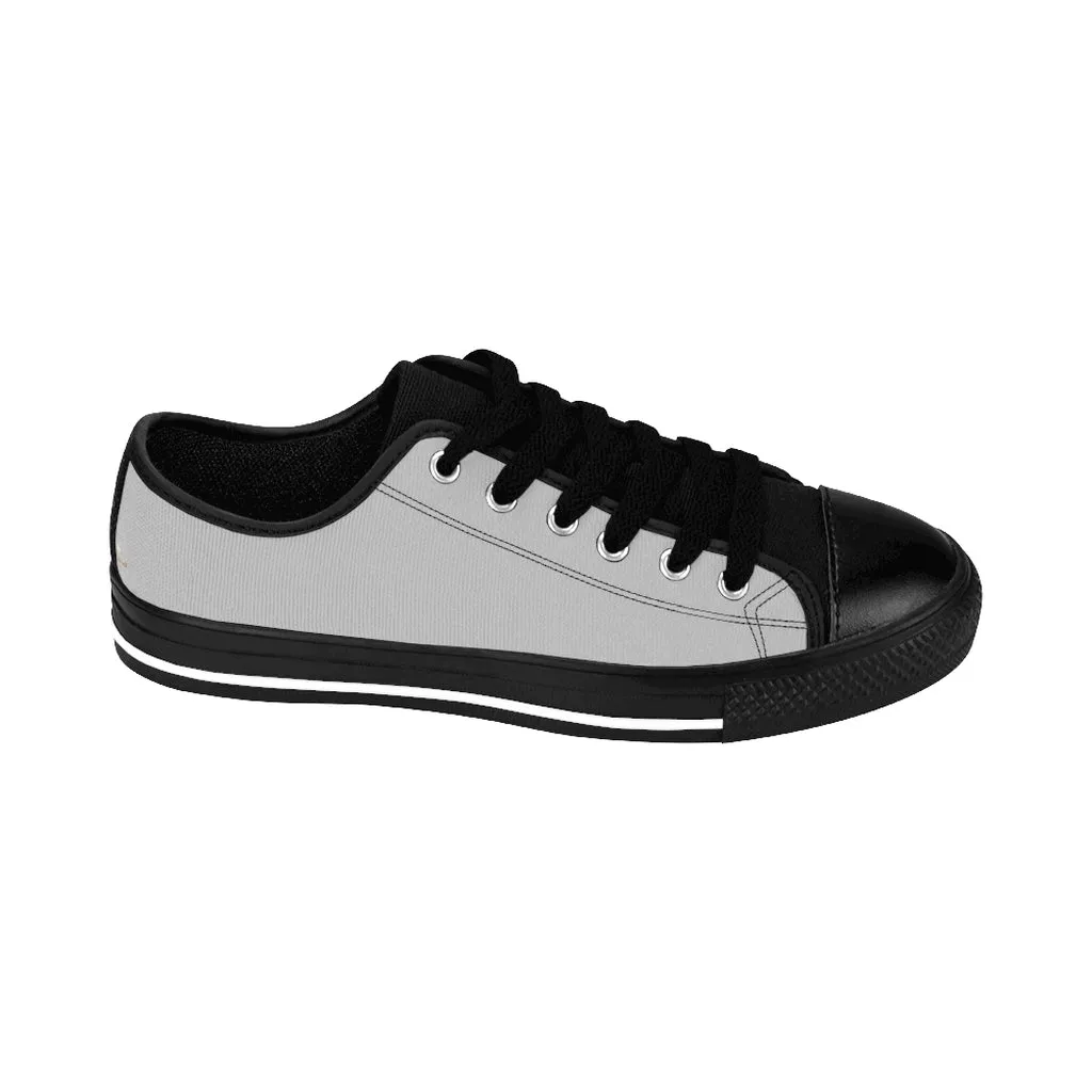 Light Grey Men's Sneakers, Designer Solid Color Minimalist Fashion Low Top Shoes For Men