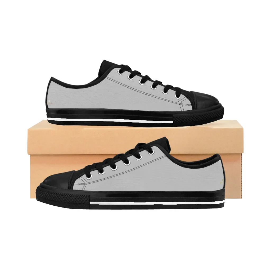 Light Grey Men's Sneakers, Designer Solid Color Minimalist Fashion Low Top Shoes For Men