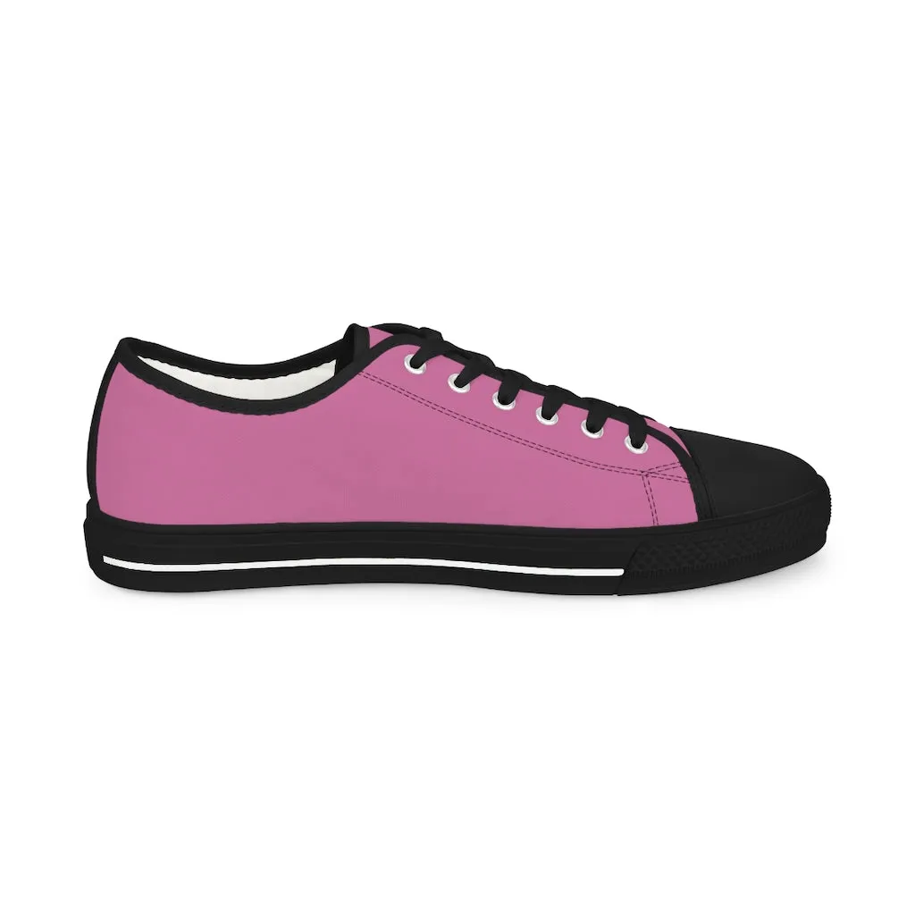 Light Pink Color Men's Sneakers, Best Solid Pink Color Men's Low Top Fashion Canvas Sneakers Running Shoes