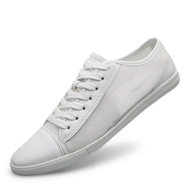 Lightweight Genuine Leather Men's Low Top Sneakers