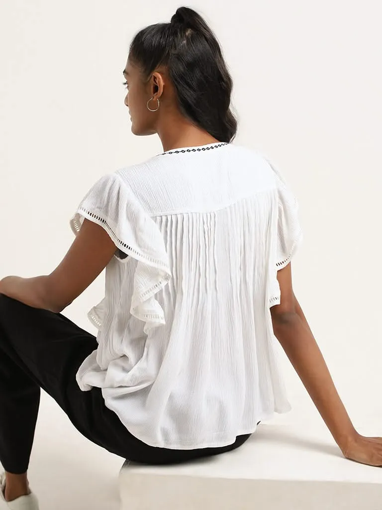 LOV White Pin-Tucked Top