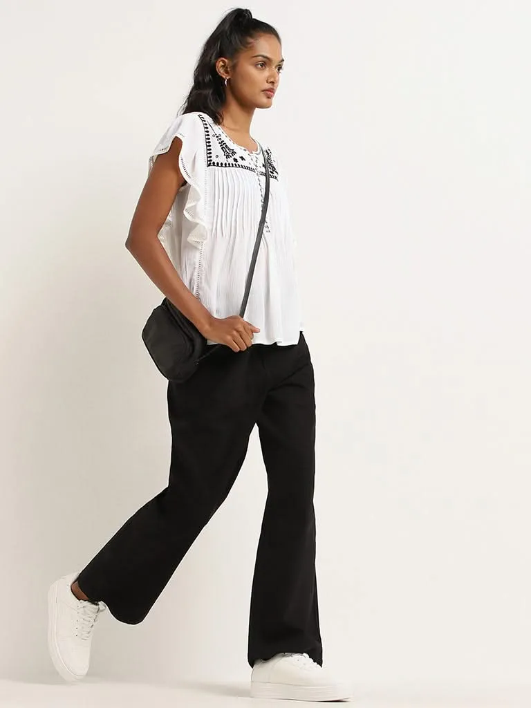 LOV White Pin-Tucked Top