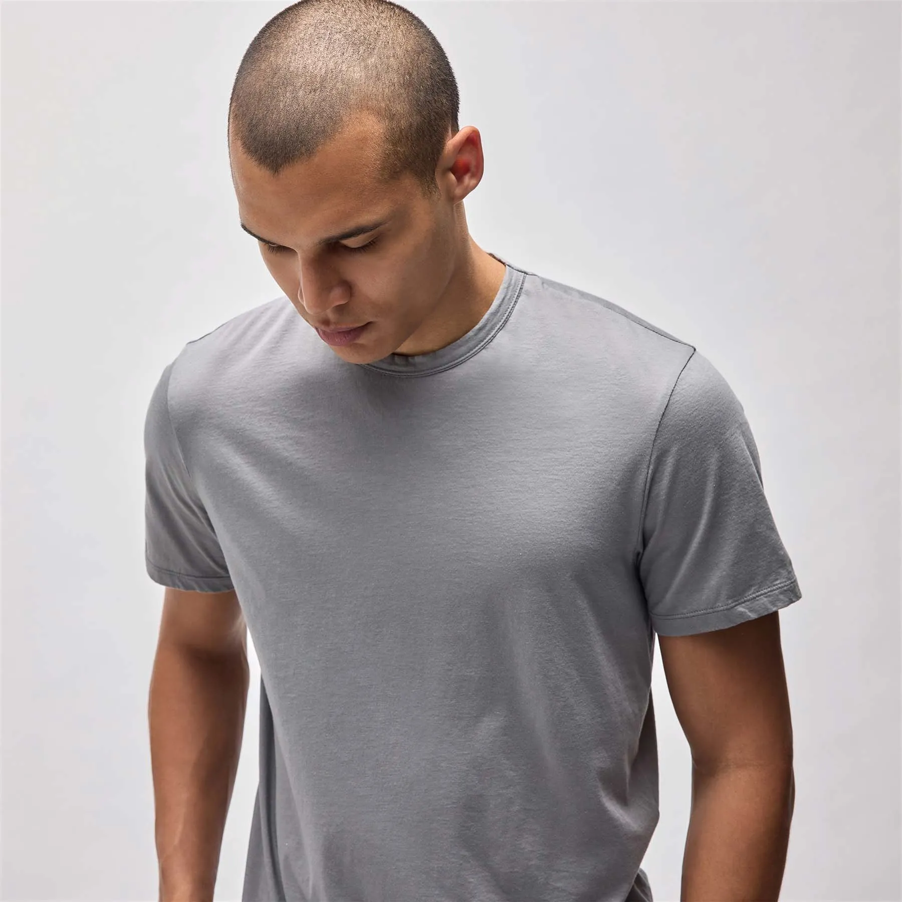 Luxe Lotus Jersey Tee - Silver Grey