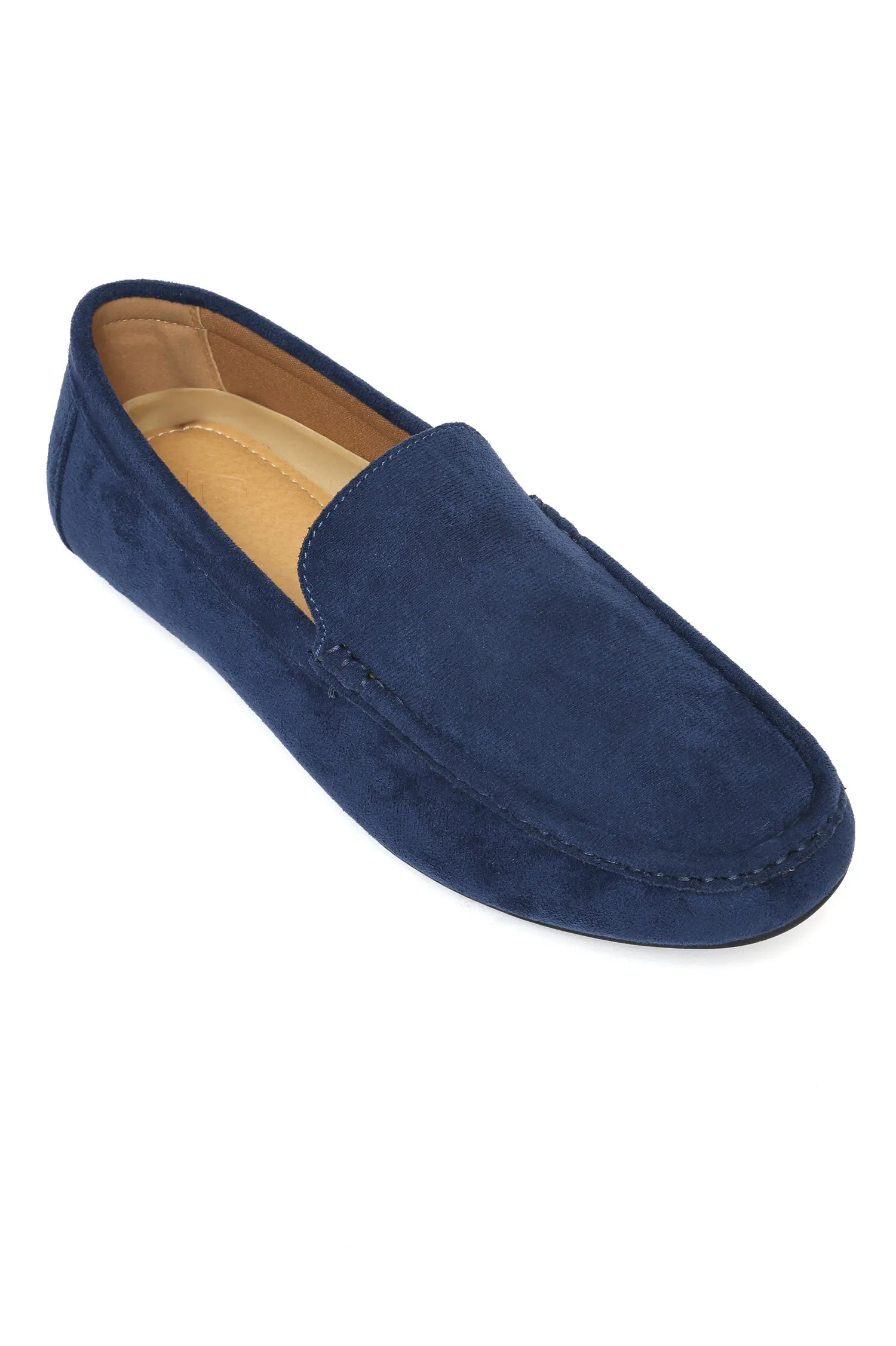 LUXURIOUS SUEDE LOAFERS WITH VELVET FINISH-NAVY