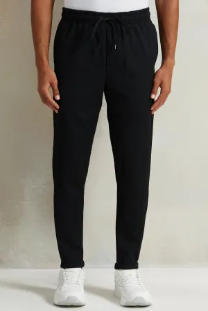 Men Black Pull-On Trousers