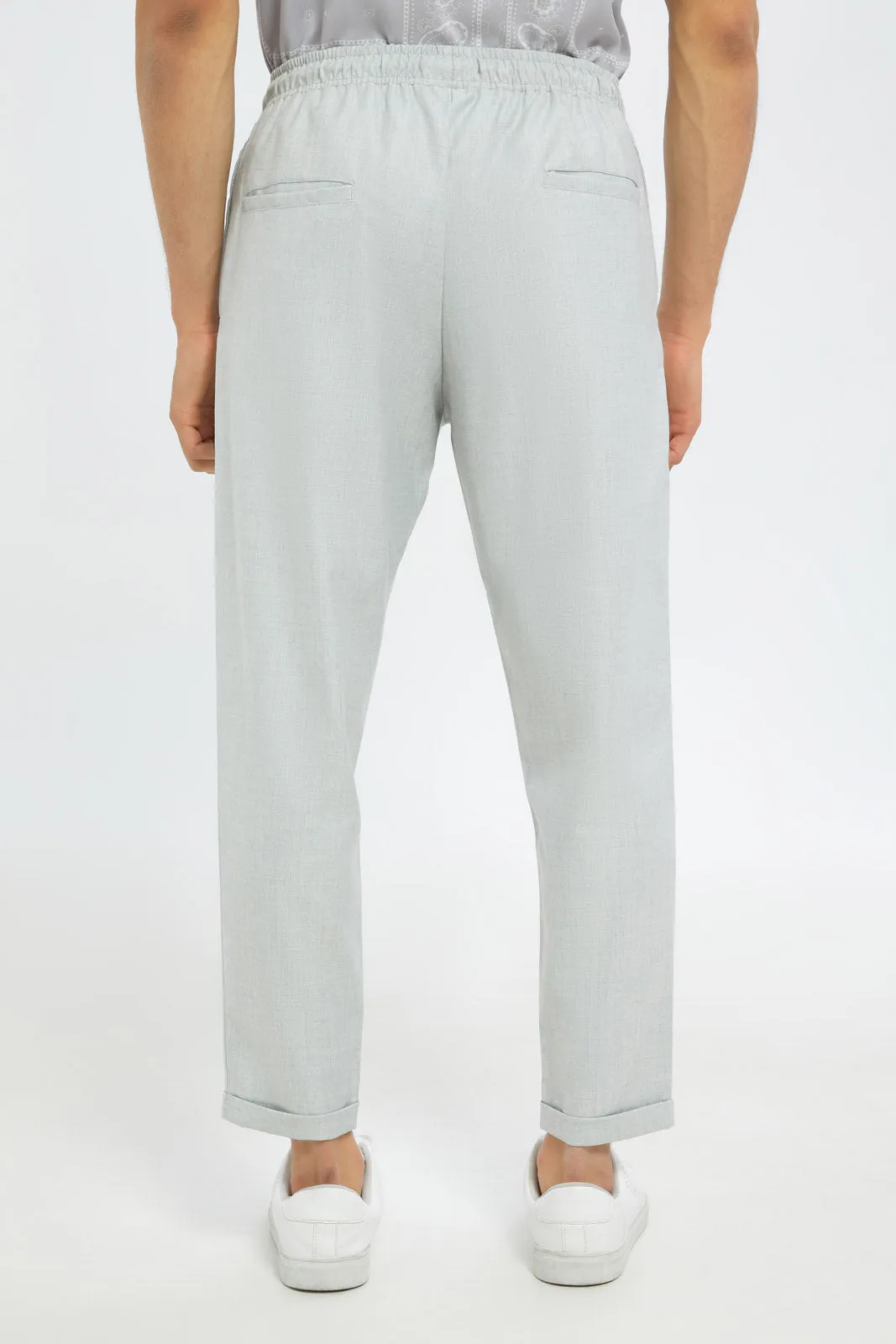 Men Ecru Pull-On Trousers