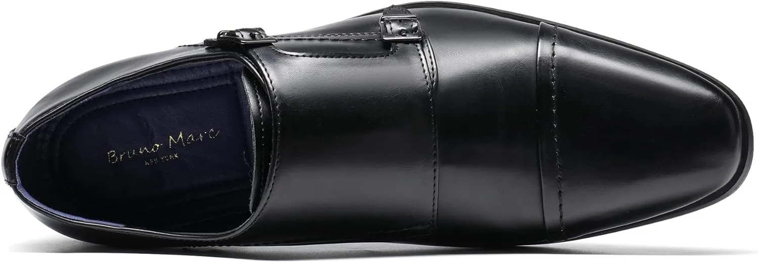 Men's Black Monk Strap Slip On Dress Loafers