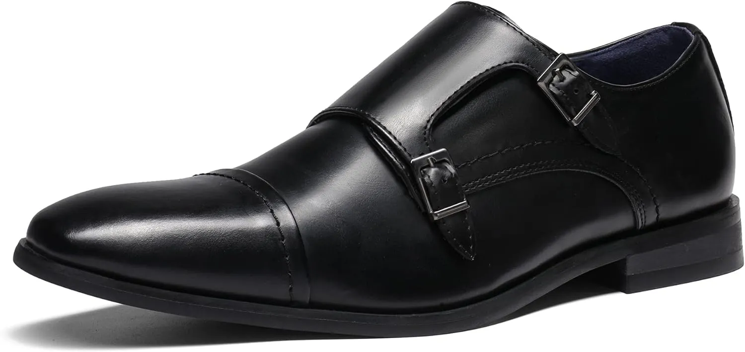 Men's Brown Monk Strap Slip On Dress Loafers