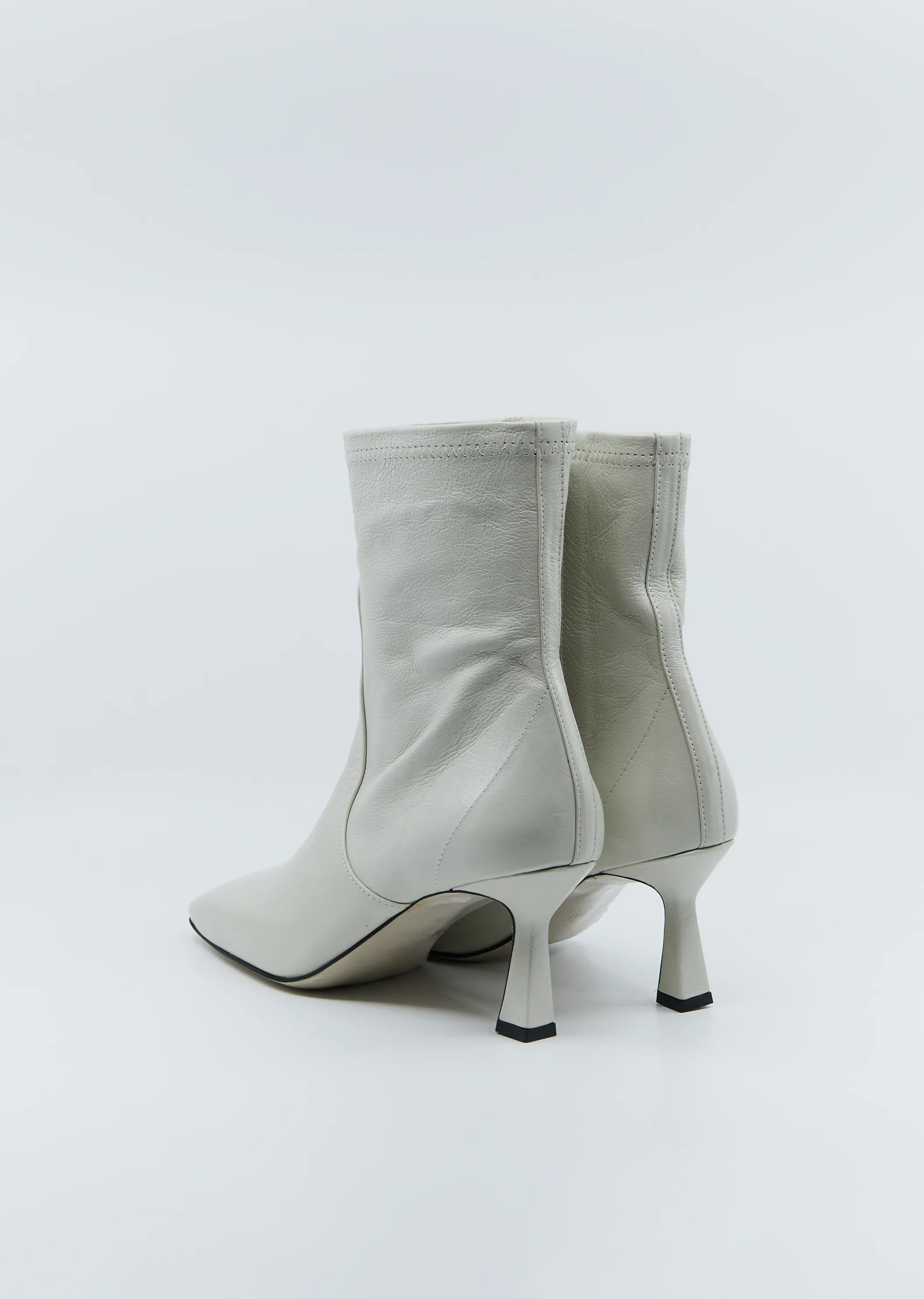 Mid-Heel Leather Stiletto Boots