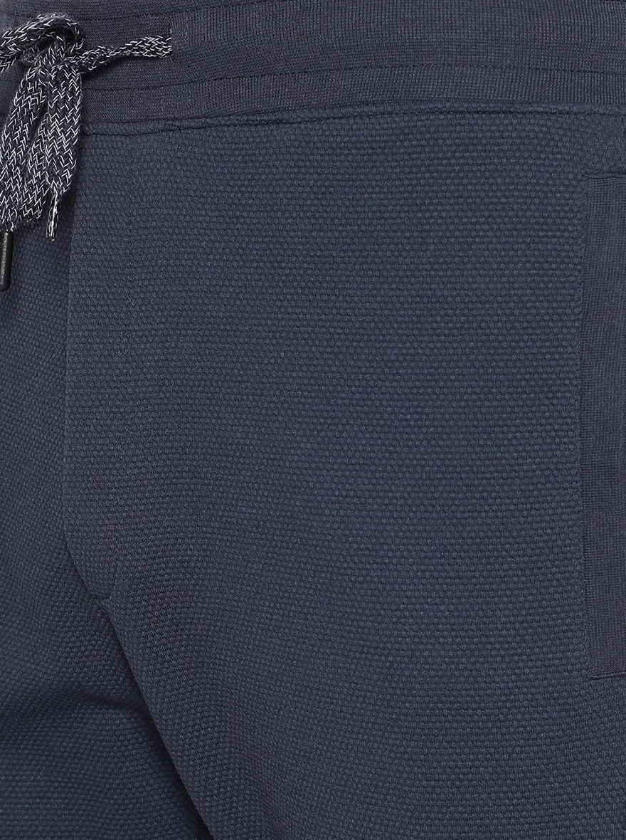 Navy Blue Solid Slim Fit Track Pant | JadeBlue