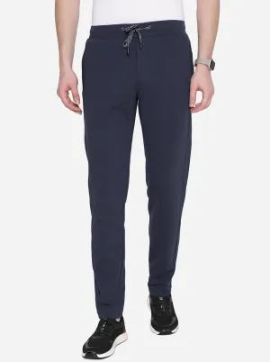 Navy Blue Solid Slim Fit Track Pant | JadeBlue