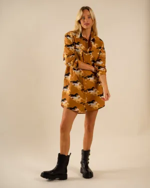 Preslie Poplin Shirt Dress All Over Wild Horses Pattern