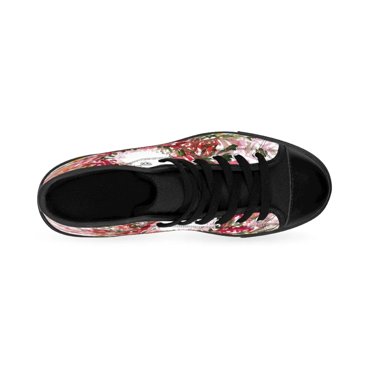 Red Fall Floral Men's High Tops, Flower Print Designer Men's High-top Sneakers Tennis Fashion Running Shoes