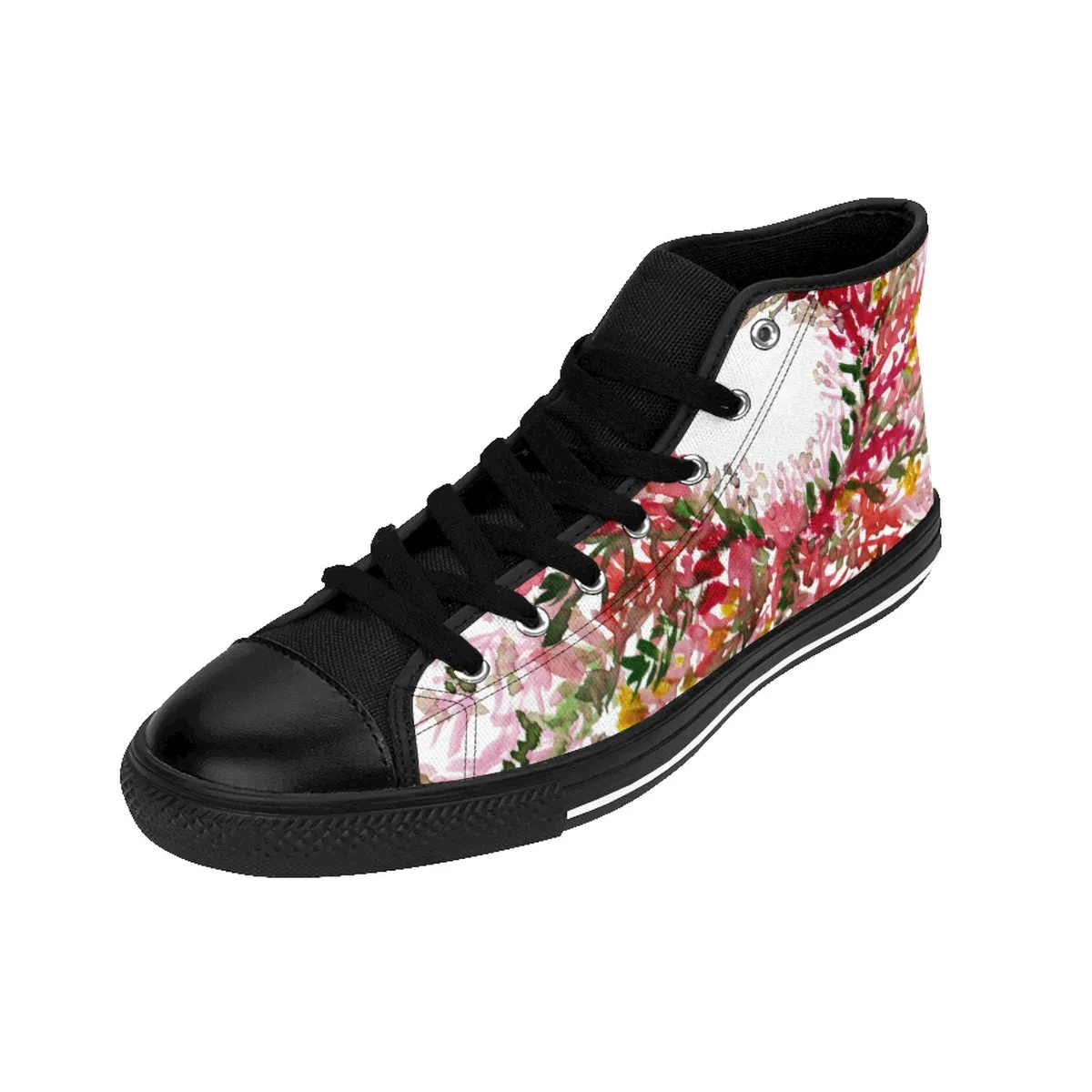 Red Fall Floral Men's High Tops, Flower Print Designer Men's High-top Sneakers Tennis Fashion Running Shoes