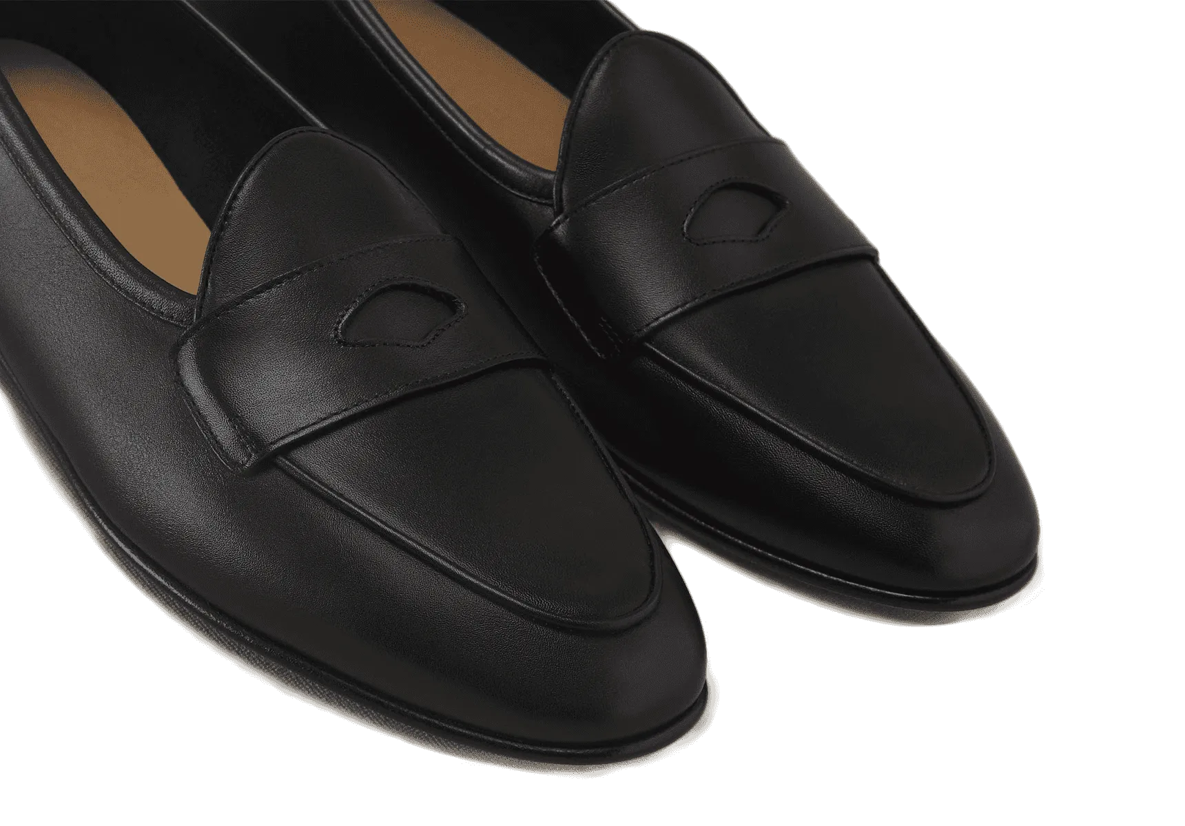 Sagan Classic Ginkgo Loafers in Black Drape Calf with Rubber Sole