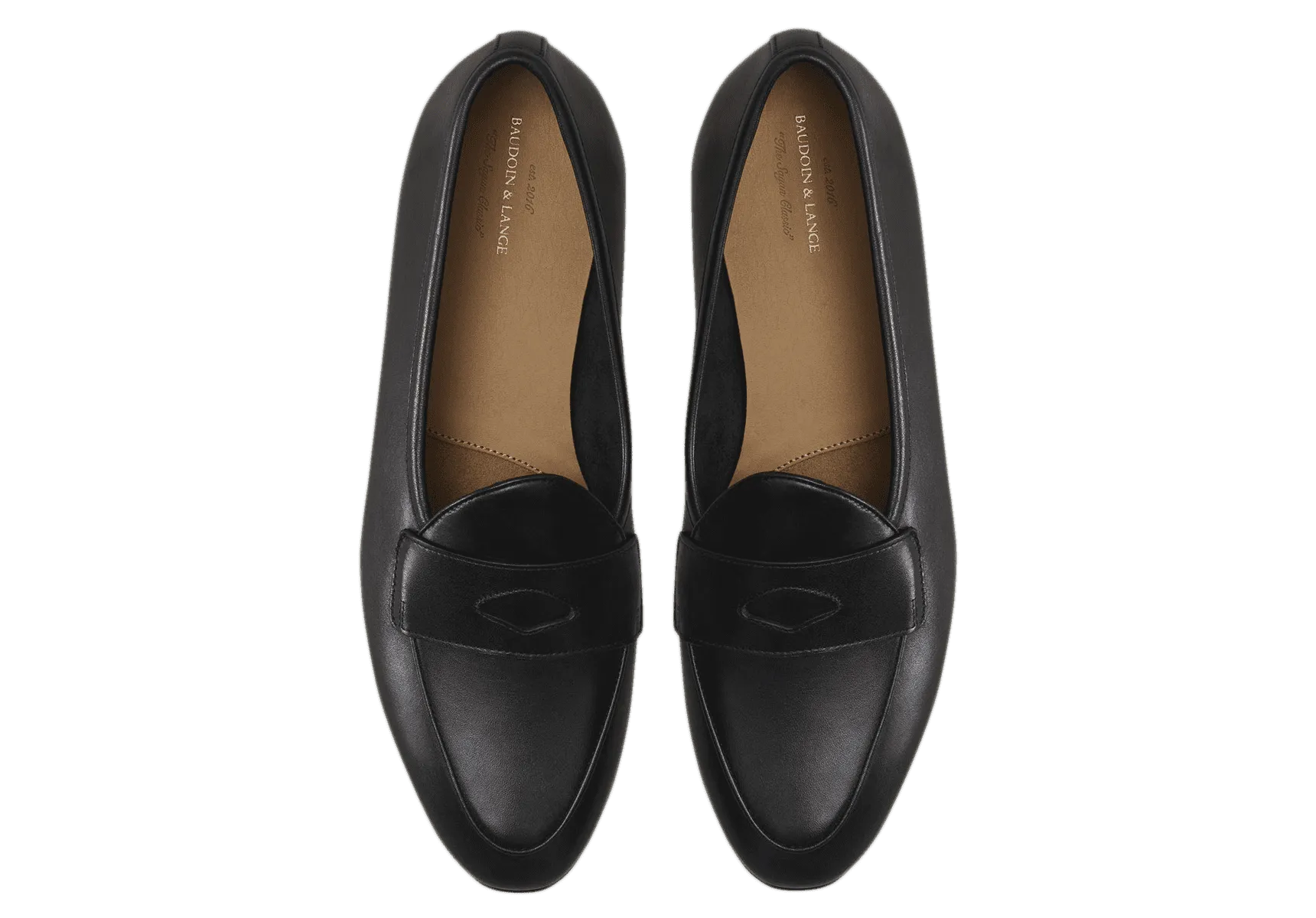 Sagan Classic Ginkgo Loafers in Black Drape Calf with Rubber Sole