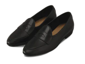 Sagan Classic Ginkgo Loafers in Black Drape Calf with Rubber Sole