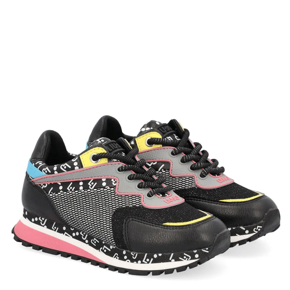 Scarpe Junior LIU JO linea Wonder 163 Sneakers in Tessuto Mesh e Pelle Nero