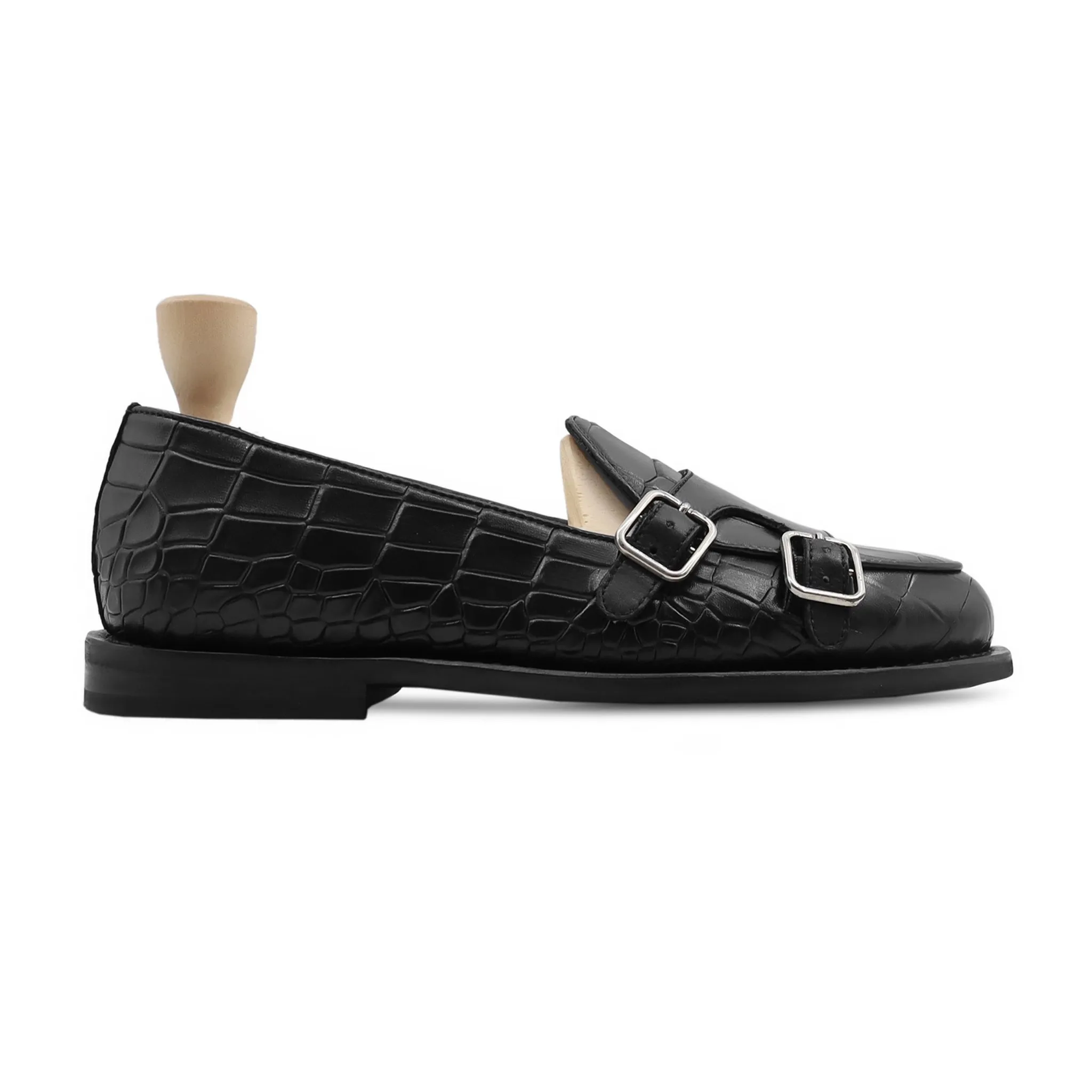 Sebastian Gy - Men's Black Calf Leather Double Monkstrap