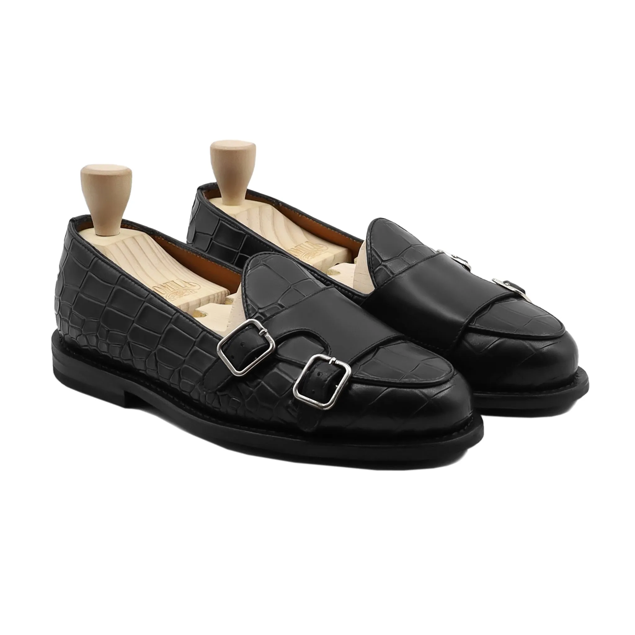 Sebastian Gy - Men's Black Calf Leather Double Monkstrap