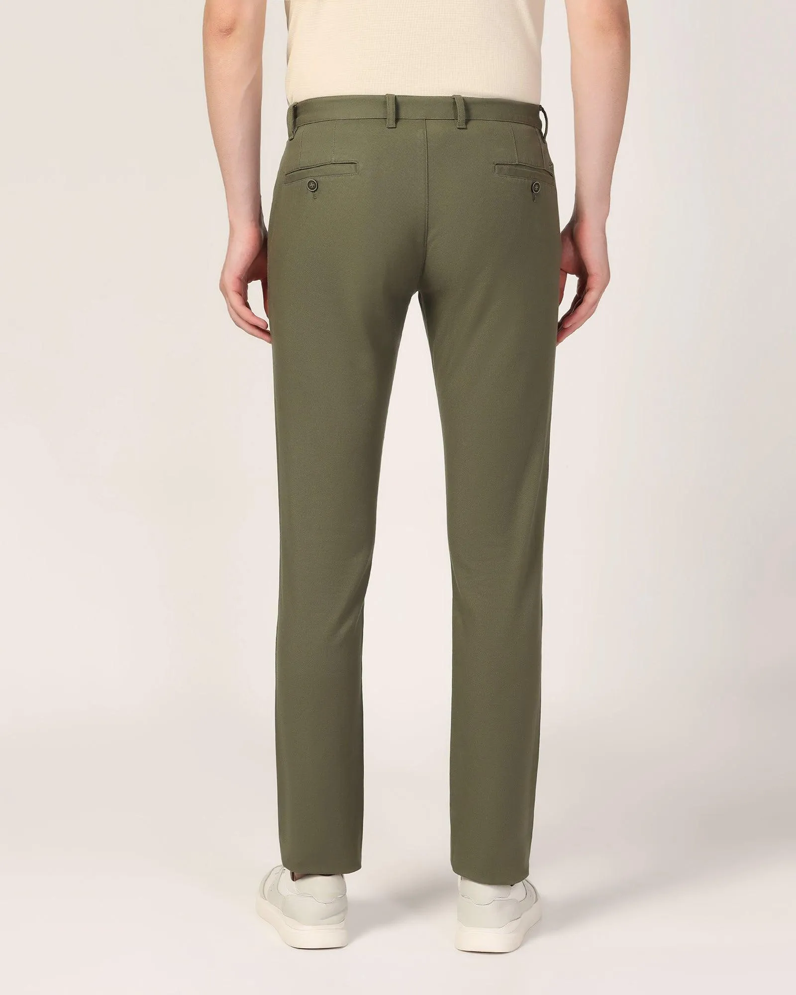 Slim Fit B-91 Casual Olive Solid Khakis - Mint