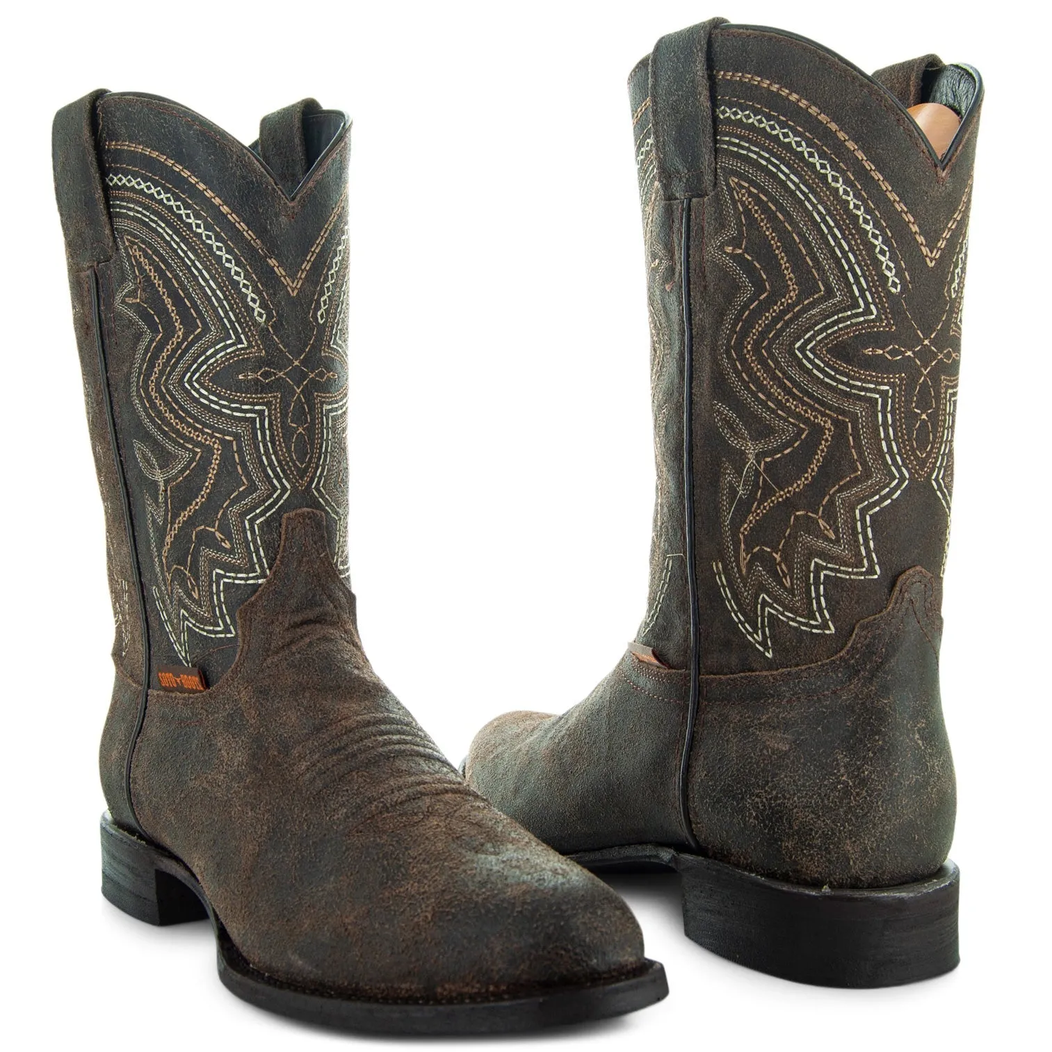 Soto Boots Mens Brown Distressed Leather Cowboy Boots