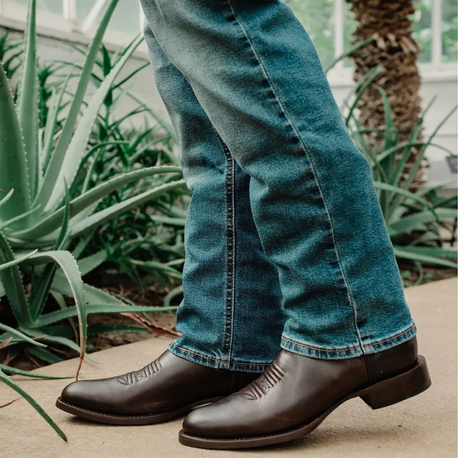 Soto Boots Mens Brown Leather Dress Round Toe Cowboy Boots H50046