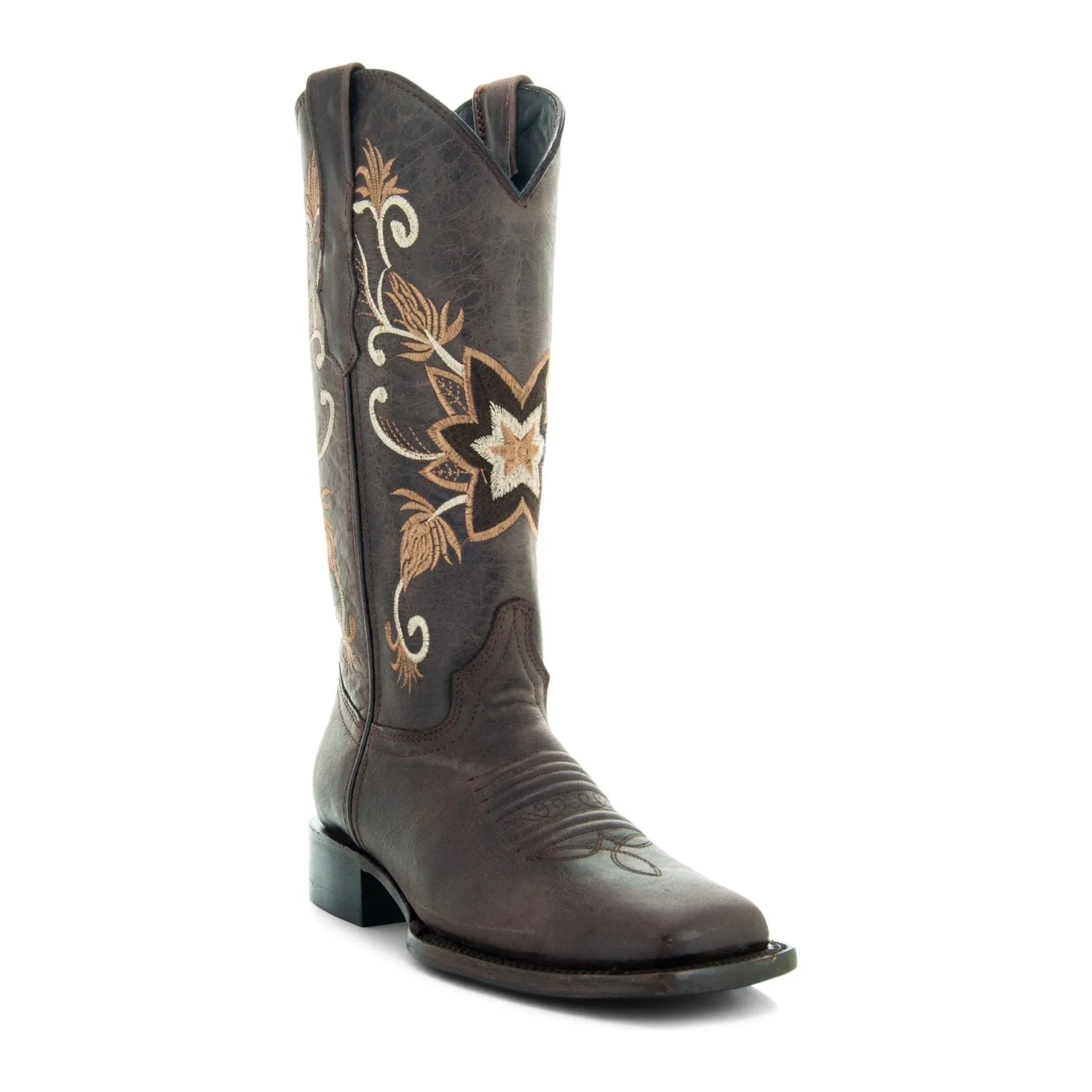 Soto Boots Womens Flower Embroidery Square Toe Boots M50062