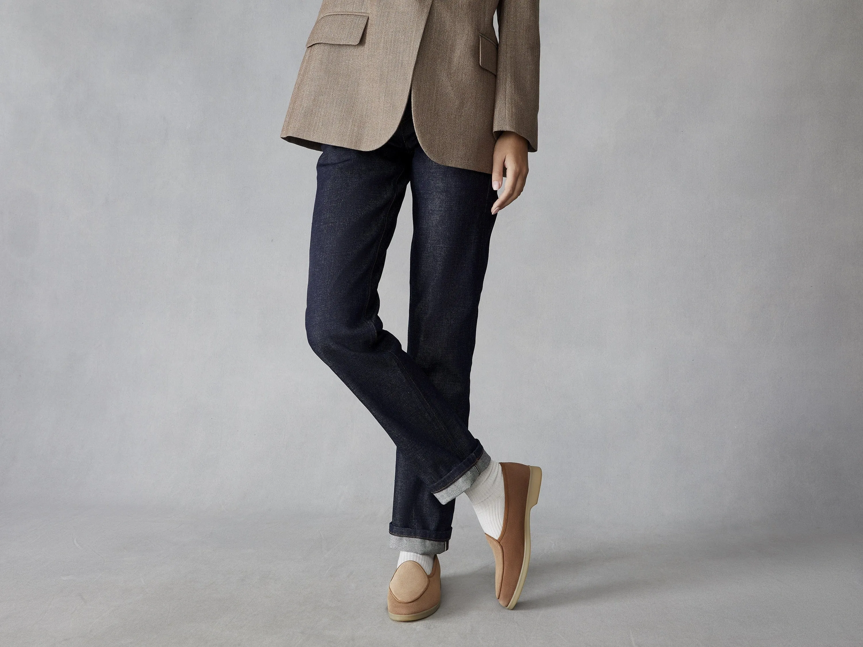 Stride Loafers in Casaque Glove Suede Natural Sole