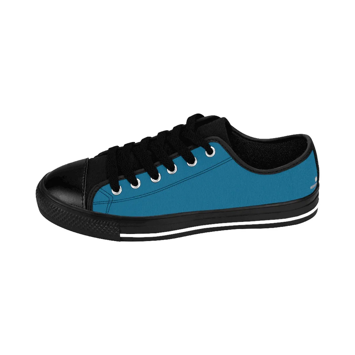 Teal Blue Ladies Low Tops, Solid Color Low Top Women's Fashion Sneakers (US Size: 6-12)