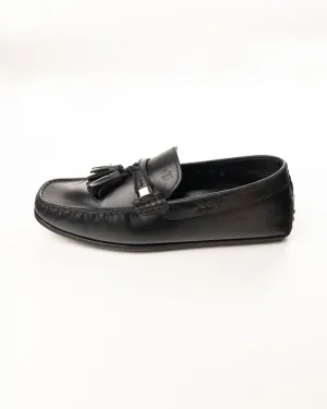 Tod's Black Leather Tassel Loafers