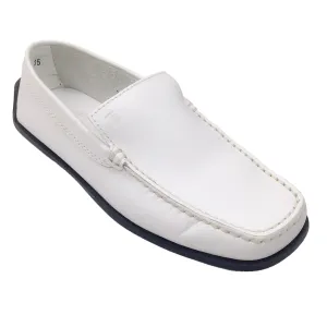 Tod's White Square Toe Leather Loafers