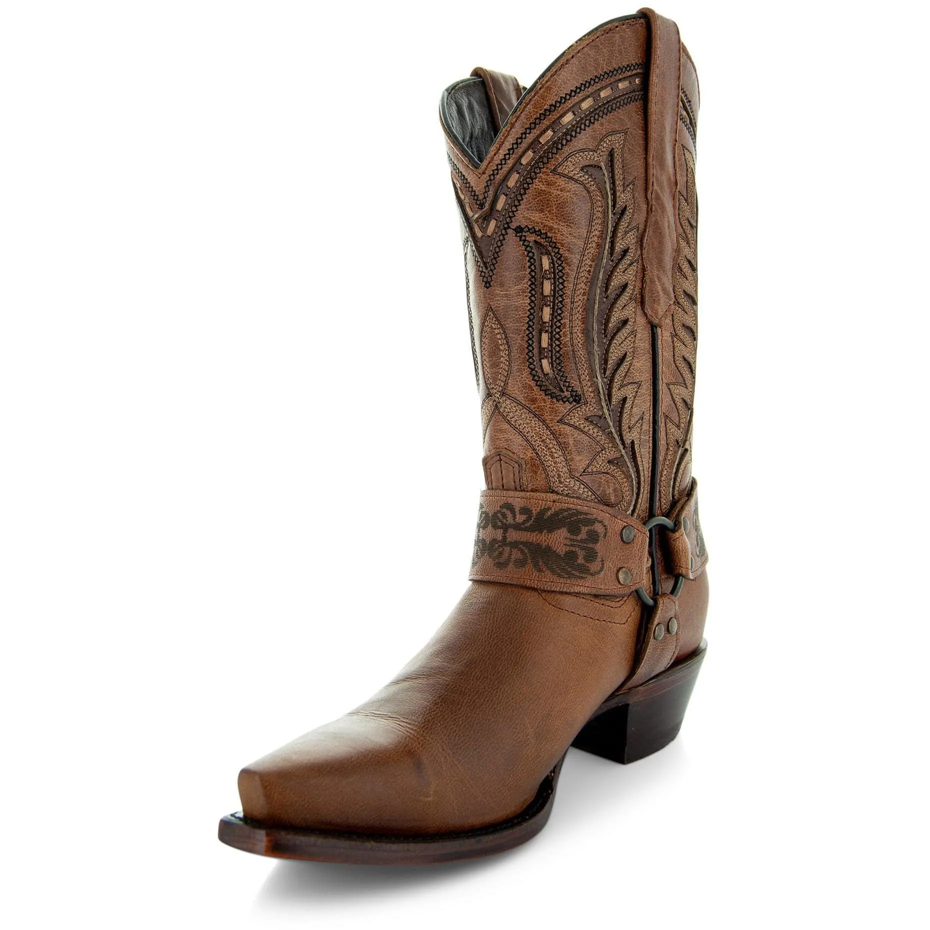 Women's Harness Boots | Brown Leather Harness Boots (M50039)