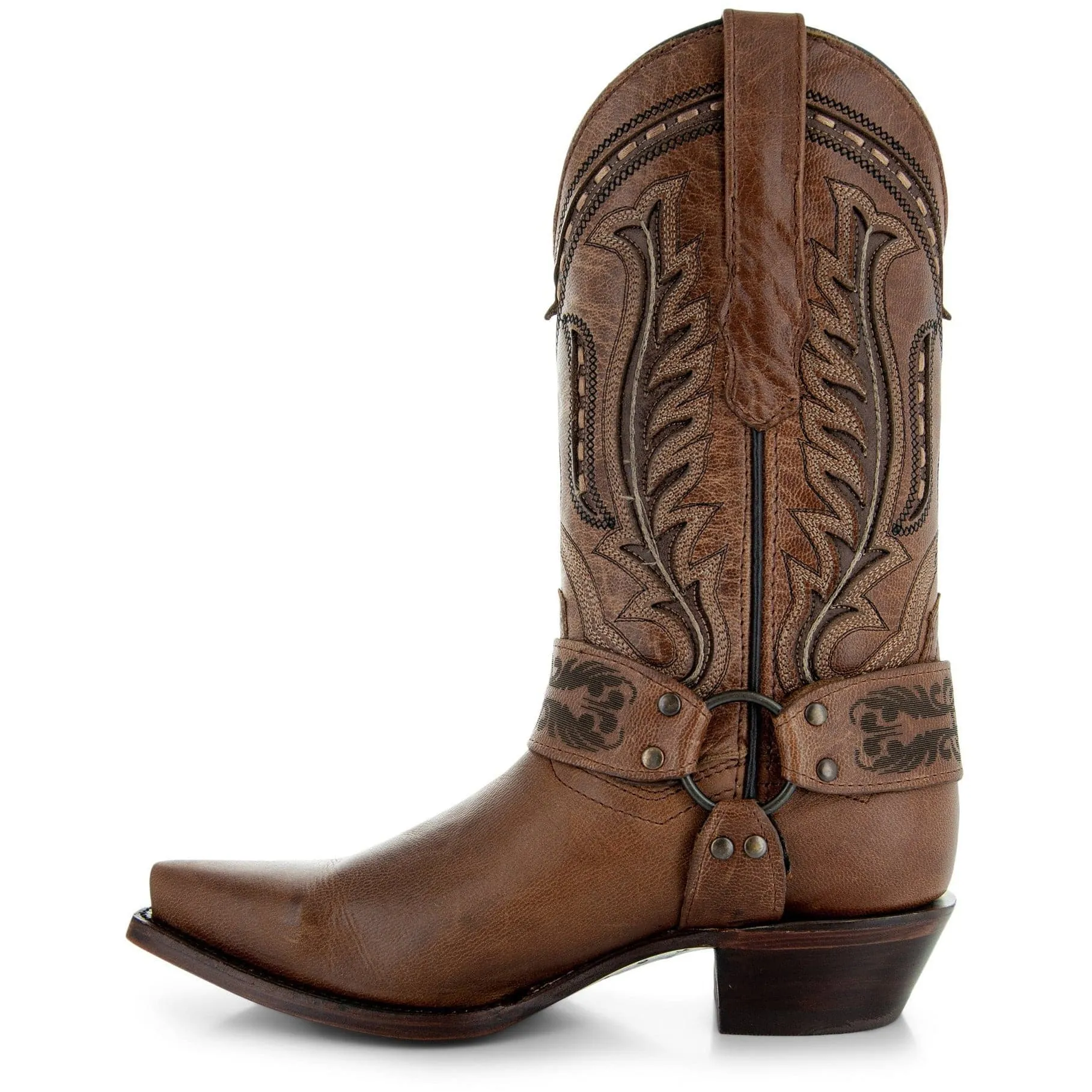 Women's Harness Boots | Brown Leather Harness Boots (M50039)