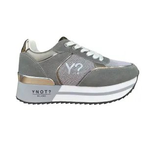 YNot scarpa sneakers da donna con zeppa YNI3510 D9ASH grigio-argento